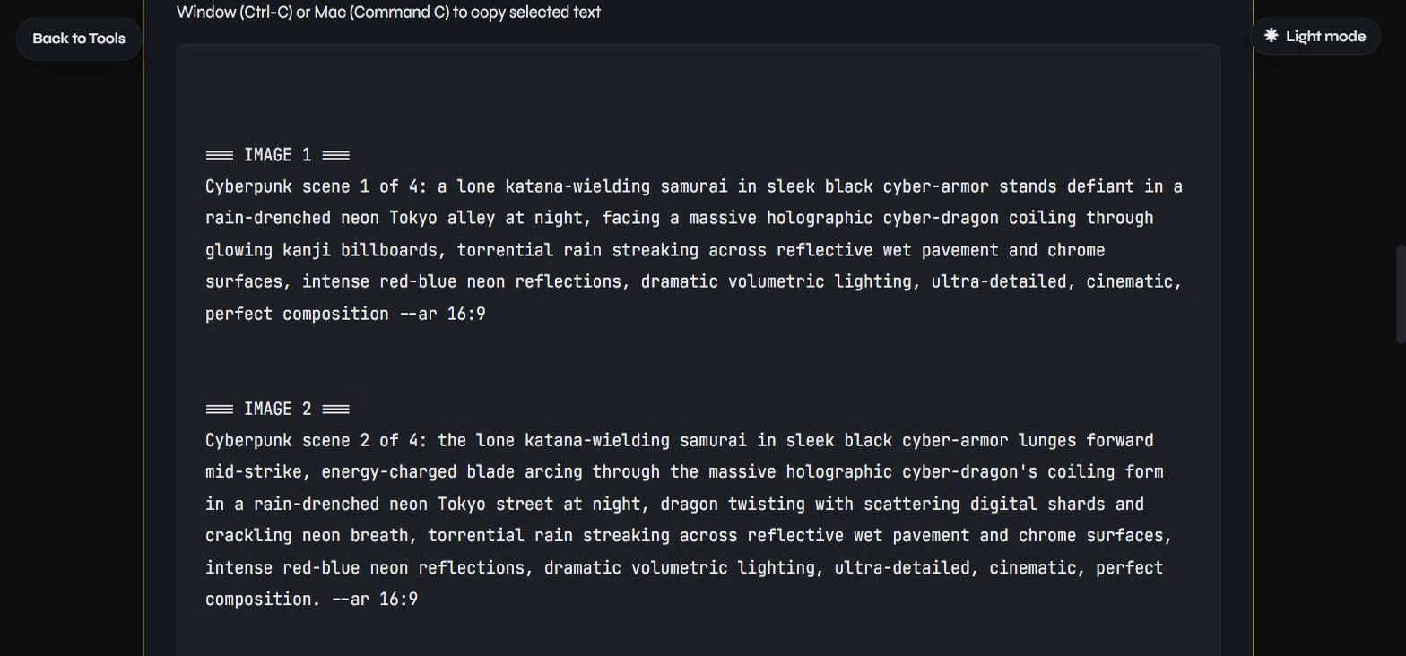 The generated result