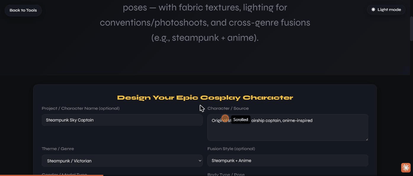 The cosplay form