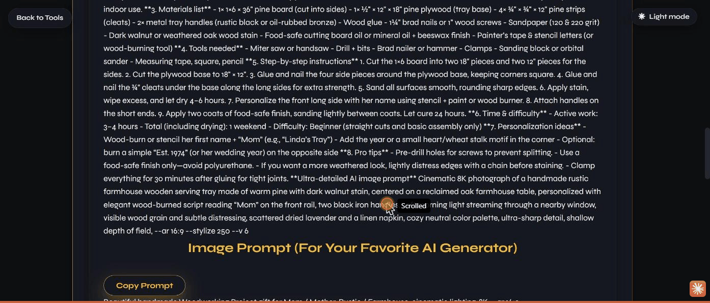 The generated project instructions