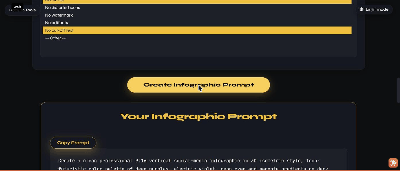 The generated infographic prompt