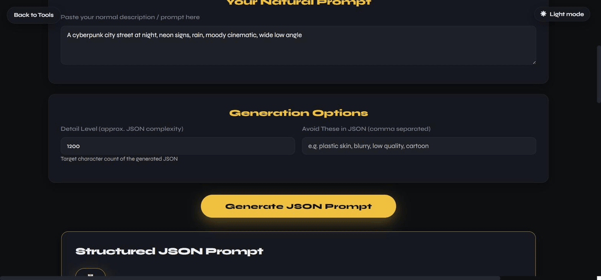 NL → JSON Prompt